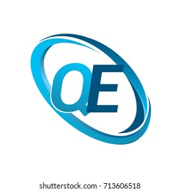 letter QE logotype design for company name colored blue swoosh. vector logo for business and company identity.