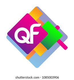Letter QF logo with colorful geometric shape, letter combination logo design for creative industry, web, business and company.
