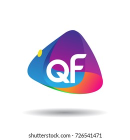 Letter QF logo with colorful splash background, letter combination logo design for creative industry, web, business and company.
