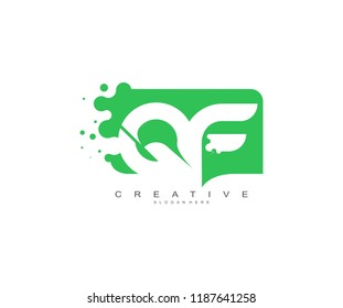 Letter QF Logo Design Vector with Abstract Square Shape Dots