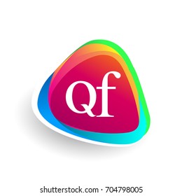 Letter QF logo in triangle shape and colorful background, letter combination logo design for company identity.
