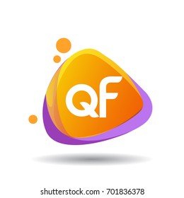 Letter QF logo in triangle splash and colorful background.
