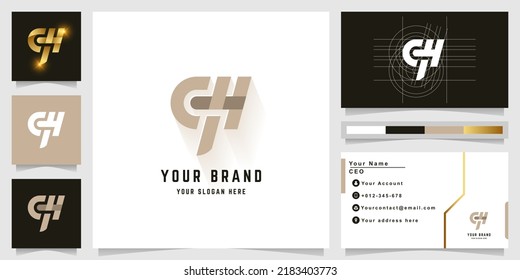 Letter qH or cH monogram logo with business card design