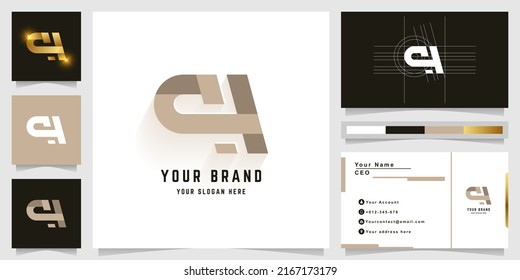Logo de monograma de letras qH o eH con diseño de tarjeta de visita