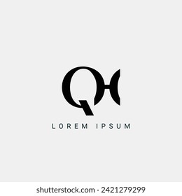 Letter QH and HQ monogram initial logo, geometric, modern, gradient, grid logo