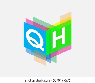 Letter QH logo with colorful geometric shape, letter combination logo design for creative industry, web, business and company.