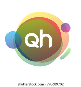 Letter QH logo with colorful splash background, letter combination logo design for creative industry, web, business and company.
