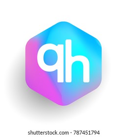 Letter QH logo in hexagon shape and colorful background, letter combination logo design for business and company identity.
