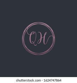 Letter QH logo template. Creative fashion logo design, couple letter , beauty icon. Initial handwriting or handwritten logo for identity. Logo with hand drawn style. wedding concept -vector