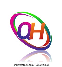letter QH logotype design for company name colorful swoosh. vector logo for business and company identity.
