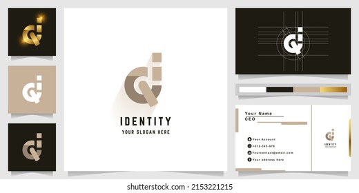 Letter Qi oder Gi-Monogramm-Logo mit Visitenkartendesign