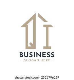 Letter QI House Logo für Real Estate Business Branding QI Property Management. Moderne Initialen AA-Logo-Design