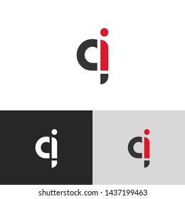 Letter qi linked lowercase logo design template elements. Red letter Isolated on black white grey background. Suitable for business, consulting group company.