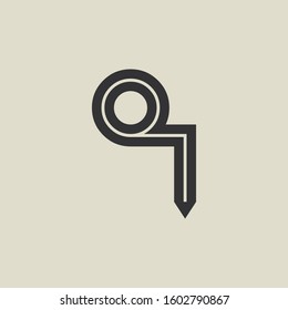 Letter QI pencil shape logo design. Link icon in flat style isolated on grey background. Graphic alphabet symbol for your corporate business identity, website, app, UI. Arts logo design inspiration.