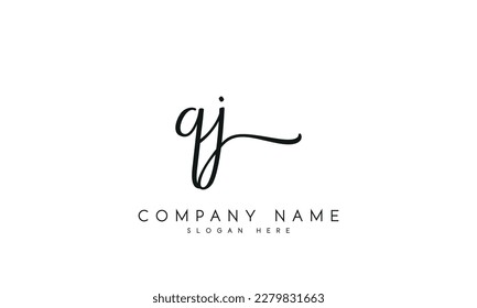 letter QJ logo design handwriting signature style vector template
