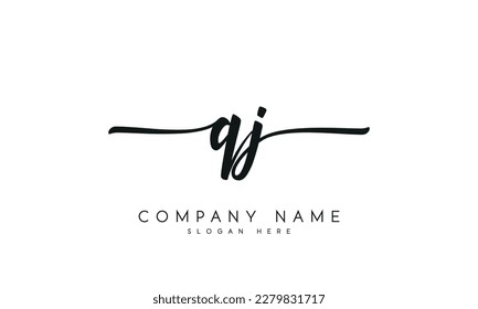 letter QJ logo design handwriting signature style vector template