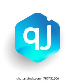 Letter QJ logo in hexagon shape and colorful background, letter combination logo design for business and company identity.
