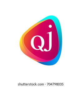 Letter QJ logo in triangle shape and colorful background, letter combination logo design for company identity.