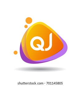 Letter QJ logo in triangle splash and colorful background, letter combination logo design for creative industry, web, business and company.