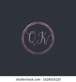 Letter QK logo template. Creative fashion logo design, couple letter , beauty icon. Initial handwriting or handwritten logo for identity. Logo with hand drawn style. wedding concept -vector
