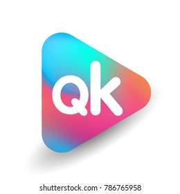 Letter QK logo in triangle shape and colorful background, letter combination logo design for business and company identity.
