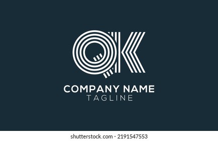 Letra QK diseño de icono vectorial mínimo