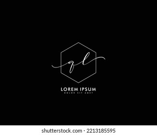 Letter QL Initial handwriting logo with signature and hand drawn style.