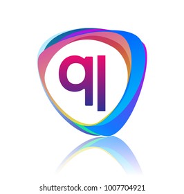Letter QL logo with colorful splash background, letter combination logo design for creative industry, web, business and company.
