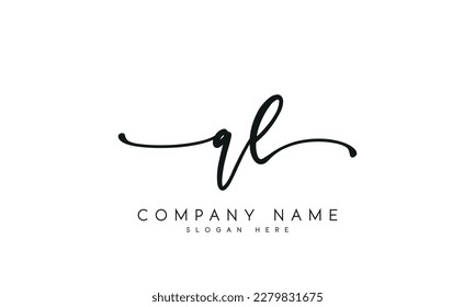 letter QL logo design handwriting signature style vector template.