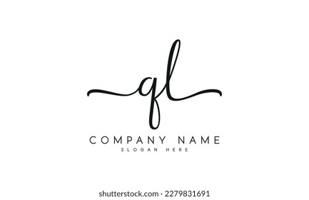 letter QL logo design handwriting signature style vector template.