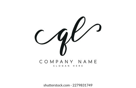 plantilla vectorial de estilo de firma de escritura a mano de diseño de logotipo QL de letra.