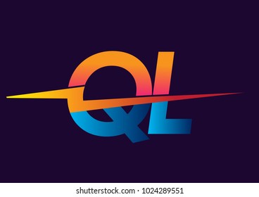 Letter QL logo with Lightning icon, letter combination Power Energy Logo design for Creative Power ideas, web, business and company.