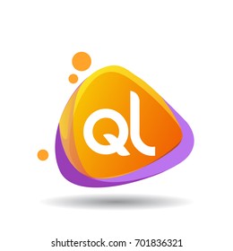 Letter QL logo in triangle splash and colorful background.