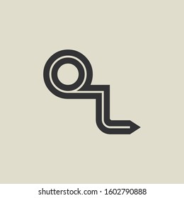 Letter QL pencil shape logo design. Link icon in flat style isolated on grey background. Graphic alphabet symbol for your corporate business identity, website, app, UI. Arts logo design inspiration.