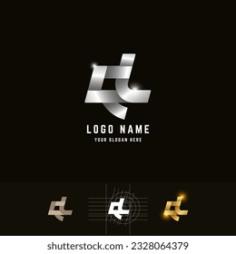 Letra logo de monograma QL o Qd con diseño de método de cuadrícula