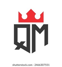 Letter QM Crown Logo. Crown on Letter QM Logo Design Template