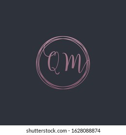 Letter QM logo template. Creative fashion logo design, couple letter , beauty icon. Initial handwriting or handwritten logo for identity. Logo with hand drawn style. wedding concept -vector