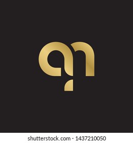 Letter qn linked lowercase logo design template elements. Gold letter Isolated on black  background. Suitable for business, consulting group company.