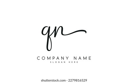 letter QN logo design handwriting signature style vector template