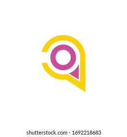 letter qo circle geometric arrow logo vector