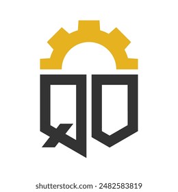 Letter QO Gear Logo Design for Service Center, Repair, Factory, Industrial, Digital and Mechanical Business