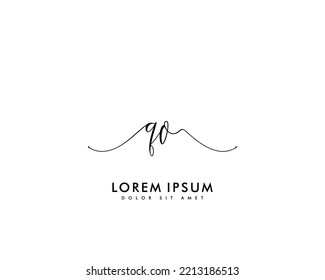 Letter QO Initial handwriting logo with signature and hand drawn style.
