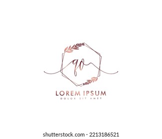Letter QO Initial Handschrift Logo mit Unterschrift und handgezeichnet Stil.