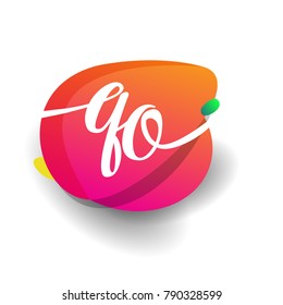 Letter QO logo with colorful splash background, letter combination logo design for creative industry, web, business and company.