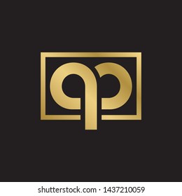 Letter qp linked lowercase logo design template elements. Gold letter Isolated on black  background. Suitable for business, consulting group company.