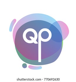 Letter QP logo with colorful splash background, letter combination logo design for creative industry, web, business and company.
