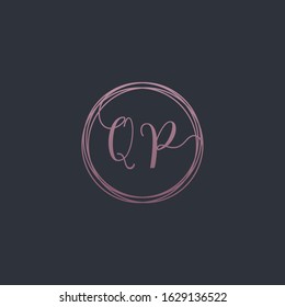 Letter QP logo template. Creative fashion logo design, couple letter , beauty icon. Initial handwriting or handwritten logo for identity. Logo with hand drawn style. wedding concept -vector