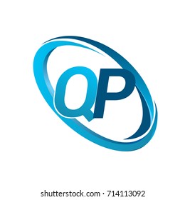 letter QP logotype design for company name colored blue swoosh. vector logo for business and company identity.