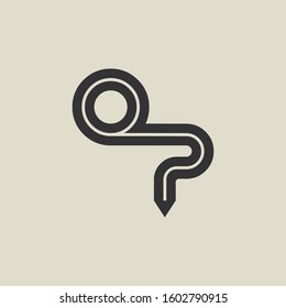 Letter QP pencil shape logo design. Link icon in flat style isolated on grey background. Graphic alphabet symbol for your corporate business identity, website, app, UI. Arts logo design inspiration.