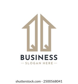 Letter QQ House Logo for Real Estate Business Branding QQ Property Management. Modern Initials AA Logo Design